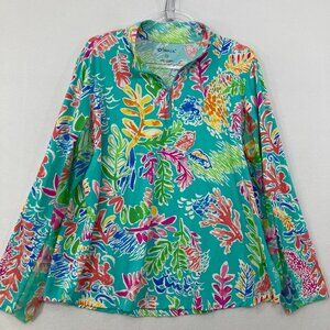 IBKUL size XXL Colorful Artsy Quarter Zip Long Sleeve Top Outdoor Golf Active